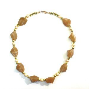 Brown tones Necklace and Pearls Gold Chunky Statement by Patricia Adelson